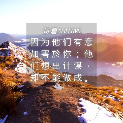Picture 04 - 诗 篇 21:11 CUVS - 因 为 他 们 有 意 加 害 於 你 ； 他 - Bible Verse Picture
