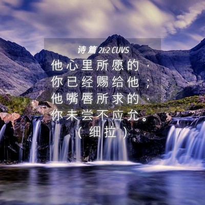 Picture 04 - 诗 篇 21:2 CUVS - 他 心 里 所 愿 的 ， 你 已 经 赐 给 - Bible Verse Picture