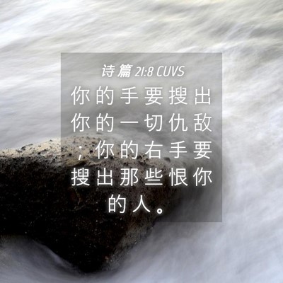 Picture 04 - 诗 篇 21:8 CUVS - 你 的 手 要 搜 出 你 的 一 切 仇 敌 - Bible Verse Picture