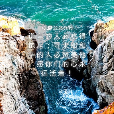 Picture 04 - 诗 篇 22:26 CUVS - 谦 卑 的 人 必 吃 得 饱 足 ； 寻 求 - Bible Verse Picture