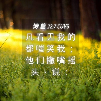 Picture 04 - 诗 篇 22:7 CUVS - 凡 看 见 我 的 都 嗤 笑 我 ； 他 们 - Bible Verse Picture