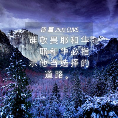 Picture 04 - 诗 篇 25:12 CUVS - 谁 敬 畏 耶 和 华 ， 耶 和 华 必 指 - Bible Verse Picture