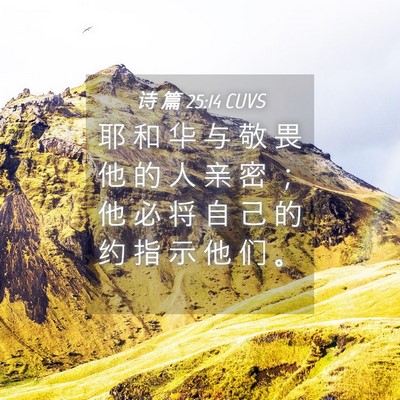 Picture 04 - 诗 篇 25:14 CUVS - 耶 和 华 与 敬 畏 他 的 人 亲 密 ； - Bible Verse Picture