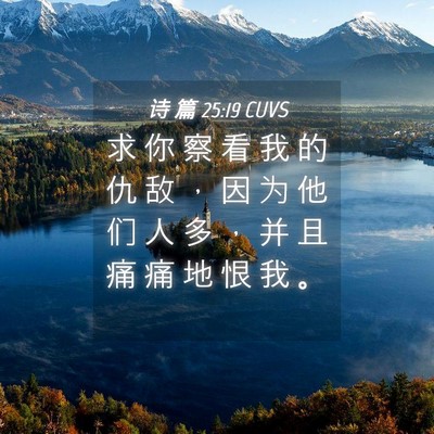 Picture 04 - 诗 篇 25:19 CUVS - 求 你 察 看 我 的 仇 敌 ， 因 为 他 - Bible Verse Picture