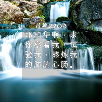 Picture 04 - 诗 篇 26:2 CUVS - 耶 和 华 啊 ， 求 你 察 看 我 ， 试 - Bible Verse Picture