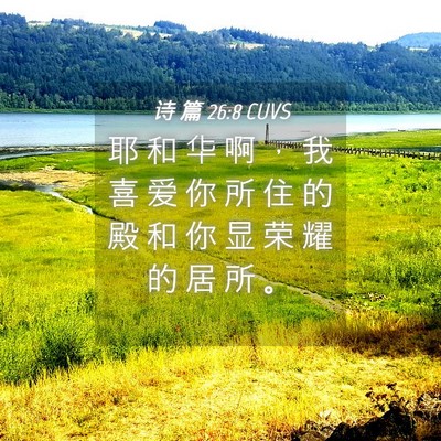 Picture 04 - 诗 篇 26:8 CUVS - 耶 和 华 啊 ， 我 喜 爱 你 所 住 的 - Bible Verse Picture