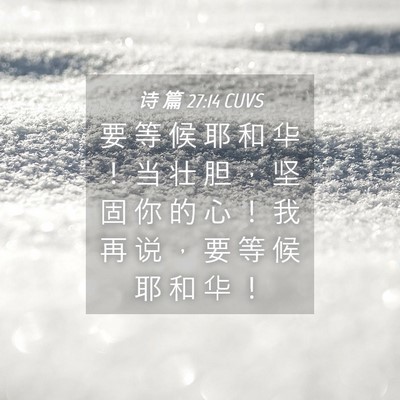 Picture 04 - 诗 篇 27:14 CUVS - 要 等 候 耶 和 华 ！ 当 壮 胆 ， 坚 - Bible Verse Picture