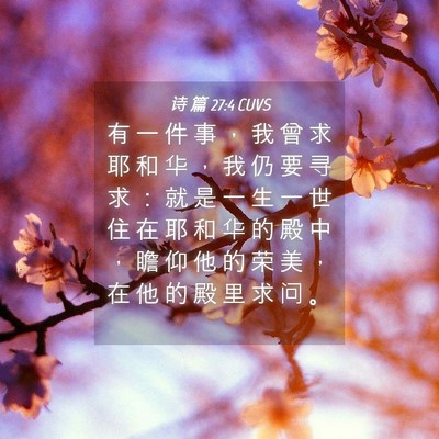 Picture 04 - 诗 篇 27:4 CUVS - 有 一 件 事 ， 我 曾 求 耶 和 华 ， - Bible Verse Picture
