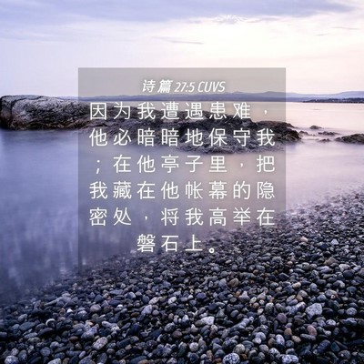 Picture 04 - 诗 篇 27:5 CUVS - 因 为 我 遭 遇 患 难 ， 他 必 暗 暗 - Bible Verse Picture