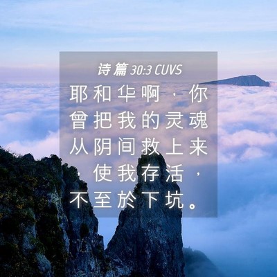 Picture 04 - 诗 篇 30:3 CUVS - 耶 和 华 啊 ， 你 曾 把 我 的 灵 魂 - Bible Verse Picture