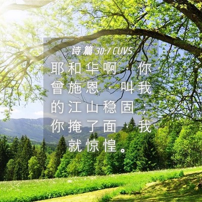 Picture 04 - 诗 篇 30:7 CUVS - 耶 和 华 啊 ， 你 曾 施 恩 ， 叫 我 - Bible Verse Picture