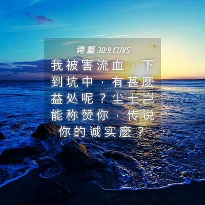 Picture 04 - 诗 篇 30:9 CUVS - 我 被 害 流 血 ， 下 到 坑 中 ， 有 - Bible Verse Picture