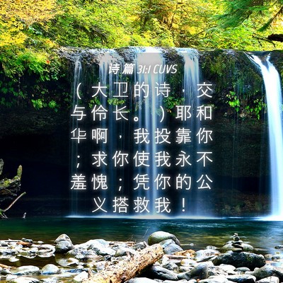 Picture 04 - 诗 篇 31:1 CUVS - （ 大 卫 的 诗 ， 交 与 伶 长 。 ） - Bible Verse Picture
