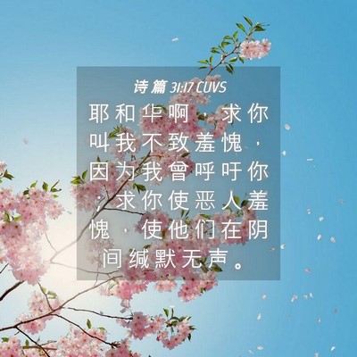 Picture 04 - 诗 篇 31:17 CUVS - 耶 和 华 啊 ， 求 你 叫 我 不 致 羞 - Bible Verse Picture