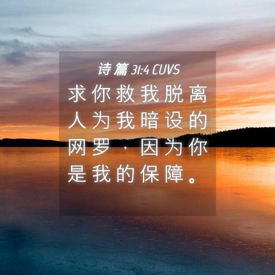 Picture 04 - 诗 篇 31:4 CUVS - 求 你 救 我 脱 离 人 为 我 暗 设 的 - Bible Verse Picture