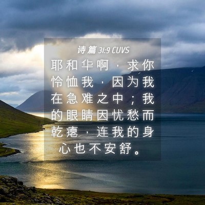 Picture 04 - 诗 篇 31:9 CUVS - 耶 和 华 啊 ， 求 你 怜 恤 我 ， 因 - Bible Verse Picture
