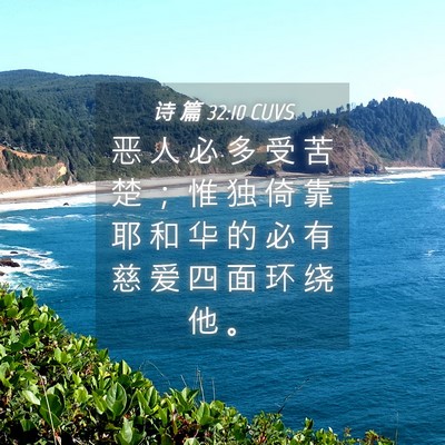 Picture 04 - 诗 篇 32:10 CUVS - 恶 人 必 多 受 苦 楚 ； 惟 独 倚 靠 - Bible Verse Picture