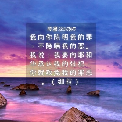 Picture 04 - 诗 篇 32:5 CUVS - 我 向 你 陈 明 我 的 罪 ， 不 隐 瞒 - Bible Verse Picture