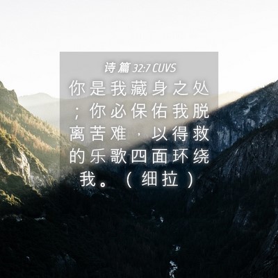 Picture 04 - 诗 篇 32:7 CUVS - 你 是 我 藏 身 之 处 ； 你 必 保 佑 - Bible Verse Picture