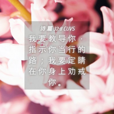 Picture 04 - 诗 篇 32:8 CUVS - 我 要 教 导 你 ， 指 示 你 当 行 的 - Bible Verse Picture