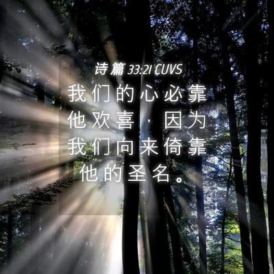 Picture 04 - 诗 篇 33:21 CUVS - 我 们 的 心 必 靠 他 欢 喜 ， 因 为 - Bible Verse Picture