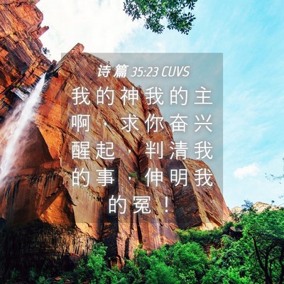 Picture 04 - 诗 篇 35:23 CUVS - 我 的 神 我 的 主 啊 ， 求 你 奋 兴 - Bible Verse Picture
