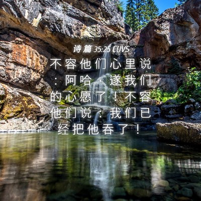 Picture 04 - 诗 篇 35:25 CUVS - 不 容 他 们 心 里 说 ： 阿 哈 ， 遂 - Bible Verse Picture