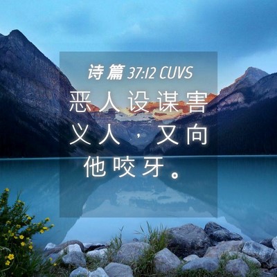Picture 04 - 诗 篇 37:12 CUVS - 恶 人 设 谋 害 义 人 ， 又 向 他 咬 - Bible Verse Picture