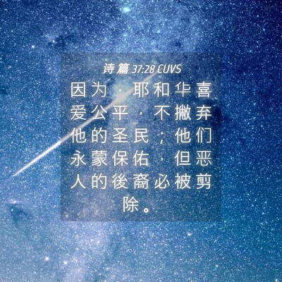 Picture 04 - 诗 篇 37:28 CUVS - 因 为 ， 耶 和 华 喜 爱 公 平 ， 不 - Bible Verse Picture
