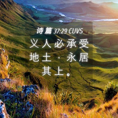 Picture 04 - 诗 篇 37:29 CUVS - 义 人 必 承 受 地 土 ， 永 居 其 上 - Bible Verse Picture
