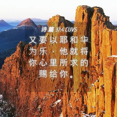 Picture 04 - 诗 篇 37:4 CUVS - 又 要 以 耶 和 华 为 乐 ， 他 就 将 - Bible Verse Picture