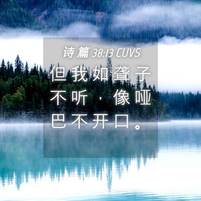 Picture 04 - 诗 篇 38:13 CUVS - 但 我 如 聋 子 不 听 ， 像 哑 巴 不 - Bible Verse Picture