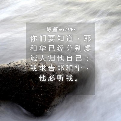Picture 04 - 诗 篇 4:3 CUVS - 你 们 要 知 道 ， 耶 和 华 已 经 分 - Bible Verse Picture