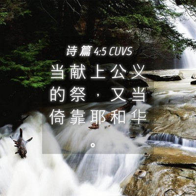 Picture 04 - 诗 篇 4:5 CUVS - 当 献 上 公 义 的 祭 ， 又 当 倚 靠 - Bible Verse Picture