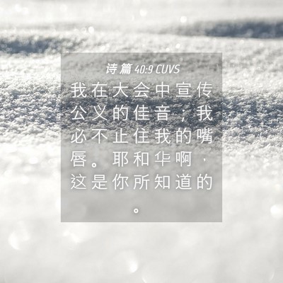 Picture 04 - 诗 篇 40:9 CUVS - 我 在 大 会 中 宣 传 公 义 的 佳 音 - Bible Verse Picture