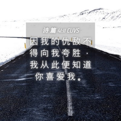 Picture 04 - 诗 篇 41:11 CUVS - 因 我 的 仇 敌 不 得 向 我 夸 胜 ， - Bible Verse Picture