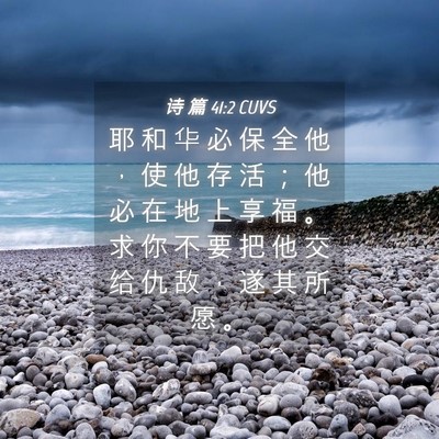 Picture 04 - 诗 篇 41:2 CUVS - 耶 和 华 必 保 全 他 ， 使 他 存 活 - Bible Verse Picture