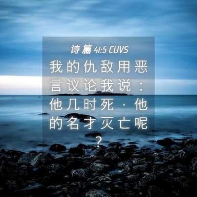 Picture 04 - 诗 篇 41:5 CUVS - 我 的 仇 敌 用 恶 言 议 论 我 说 ： - Bible Verse Picture