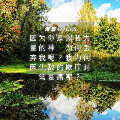 Picture 04 - 诗 篇 43:2 CUVS - 因 为 你 是 赐 我 力 量 的 神 ， 为 - Bible Verse Picture