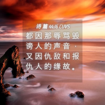 Picture 04 - 诗 篇 44:16 CUVS - 都 因 那 辱 骂 毁 谤 人 的 声 音 ， - Bible Verse Picture