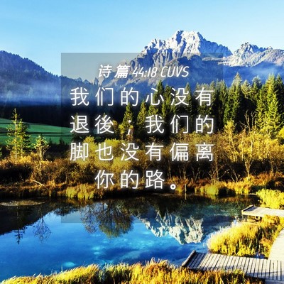 Picture 04 - 诗 篇 44:18 CUVS - 我 们 的 心 没 有 退 後 ； 我 们 的 - Bible Verse Picture