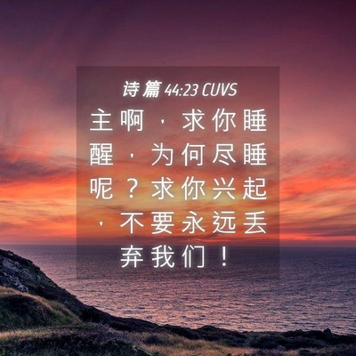 Picture 04 - 诗 篇 44:23 CUVS - 主 啊 ， 求 你 睡 醒 ， 为 何 尽 睡 - Bible Verse Picture