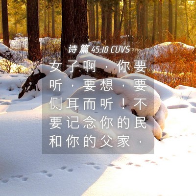 Picture 04 - 诗 篇 45:10 CUVS - 女 子 啊 ， 你 要 听 ， 要 想 ， 要 - Bible Verse Picture