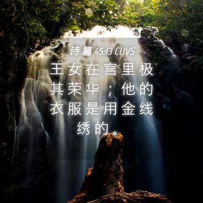 Picture 04 - 诗 篇 45:13 CUVS - 王 女 在 宫 里 极 其 荣 华 ； 他 的 - Bible Verse Picture