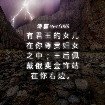 Picture 04 - 诗 篇 45:9 CUVS - 有 君 王 的 女 儿 在 你 尊 贵 妇 女 - Bible Verse Picture