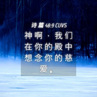 Picture 04 - 诗 篇 48:9 CUVS - 神 啊 ， 我 们 在 你 的 殿 中 想 念 - Bible Verse Picture