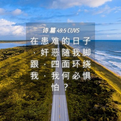 Picture 04 - 诗 篇 49:5 CUVS - 在 患 难 的 日 子 ， 奸 恶 随 我 脚 - Bible Verse Picture