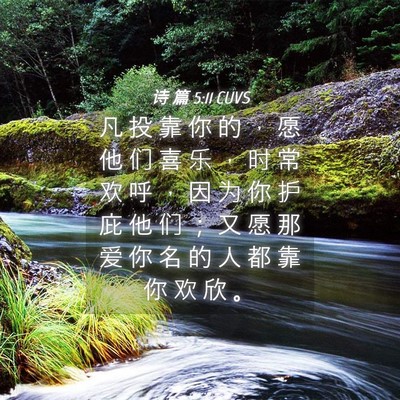 Picture 04 - 诗 篇 5:11 CUVS - 凡 投 靠 你 的 ， 愿 他 们 喜 乐 ， - Bible Verse Picture