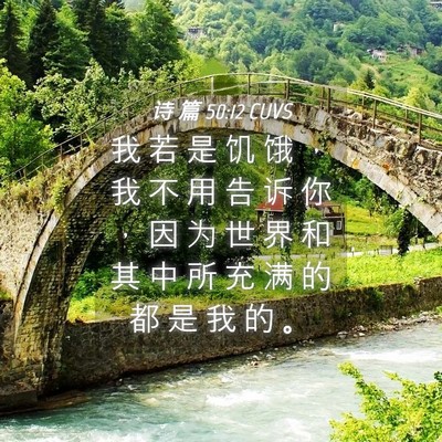 Picture 04 - 诗 篇 50:12 CUVS - 我 若 是 饥 饿 ， 我 不 用 告 诉 你 - Bible Verse Picture