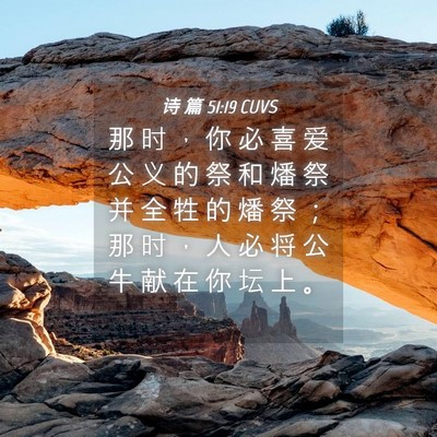 Picture 04 - 诗 篇 51:19 CUVS - 那 时 ， 你 必 喜 爱 公 义 的 祭 和 - Bible Verse Picture